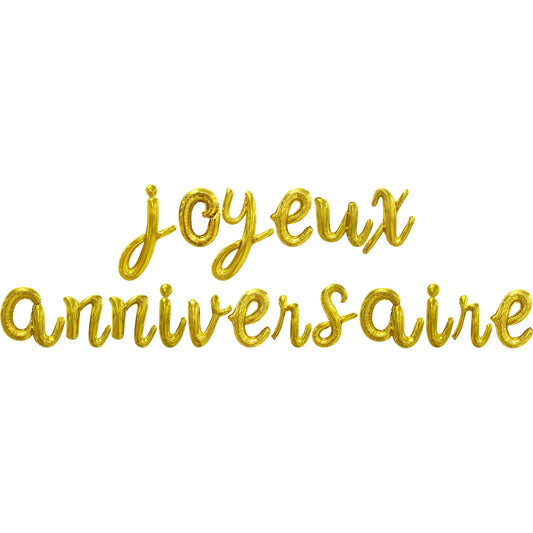 Ballon Joyeux Anniversaire couleur Or – Déco Fête d’Anniversaire – Gonflable Hélium ou Air – Qualité Supérieure – Funfest