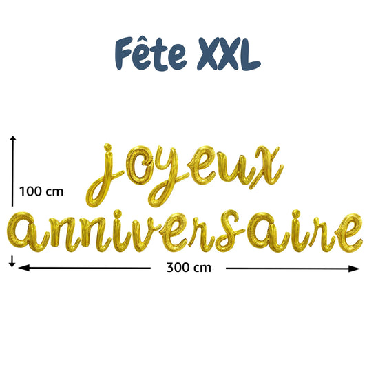 Ballon Joyeux Anniversaire couleur Or – Déco Fête d’Anniversaire – Gonflable Hélium ou Air – Qualité Supérieure – Funfest