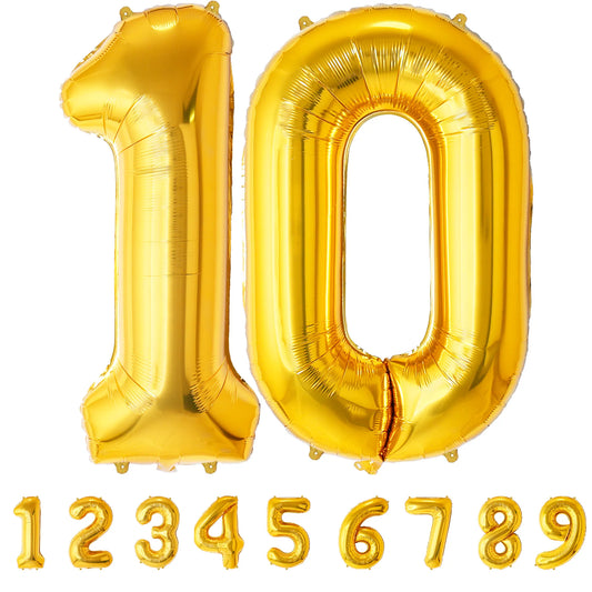 Ballon Anniversaire Chiffre Géant 100 cm – Or – Hélium ou Air – Réutilisable avec Paille – FUNFEST