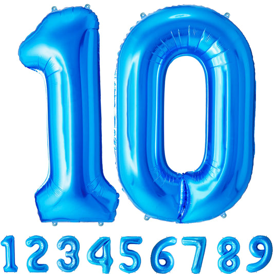 Ballon Anniversaire Chiffre Géant 100 cm – Bleu – Hélium ou Air – Réutilisable avec Paille – FUNFEST