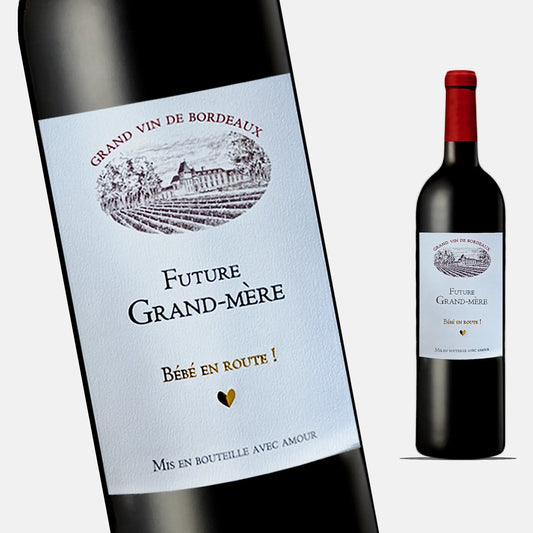 Étiquette Vin Annonce Grossesse – Future Grand-Mère - Style : Bordeaux – FUNFEST