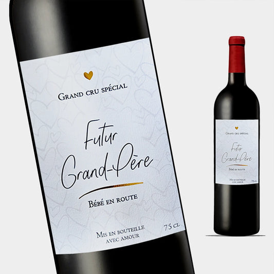 Étiquette Vin Annonce Grossesse – Futur Grand-Père - Style : Grand cru spécial – FUNFEST