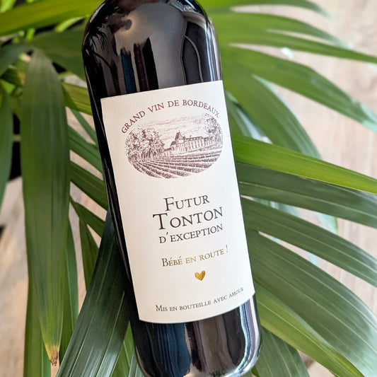 Étiquette Vin Annonce Grossesse – Futur Tonton - Style : Bordeaux – FUNFEST