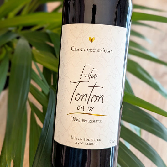 Étiquette Vin Annonce Grossesse – Futur Tonton - Style : Grand cru spécial  – FUNFEST