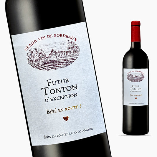 Étiquette Vin Annonce Grossesse – Futur Tonton - Style : Bordeaux – FUNFEST