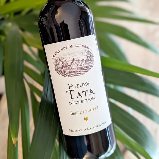 Étiquette Vin Annonce Grossesse – Future Tata - Style : Bordeaux – FUNFEST