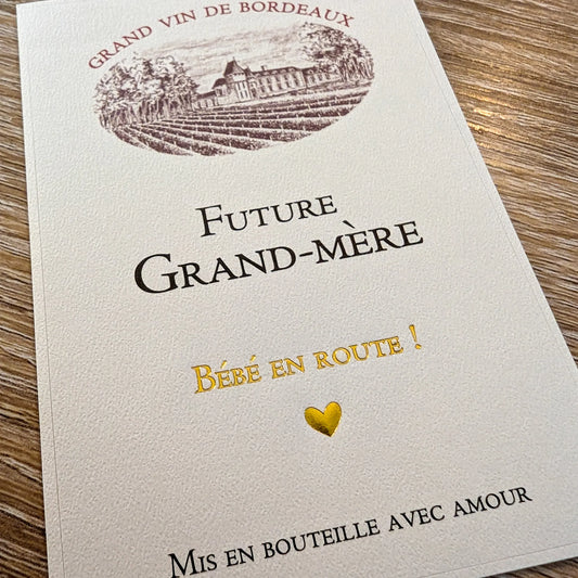 Étiquette Vin Annonce Grossesse – Future Grand-Mère - Style : Bordeaux – FUNFEST