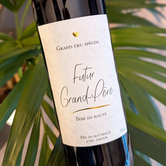 Étiquette Vin Annonce Grossesse – Futur Grand-Père - Style : Grand cru spécial – FUNFEST