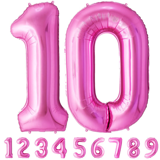 Ballon Anniversaire Chiffre Géant 100 cm – Rose – Hélium ou Air – Réutilisable avec Paille – FUNFEST